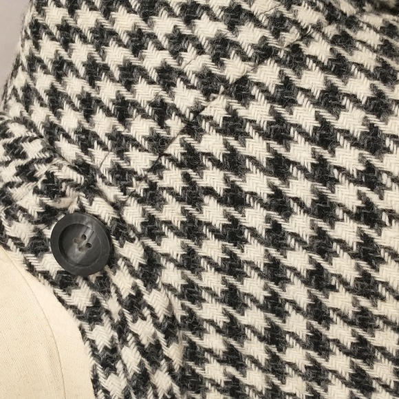 Vintage 60s Wool Dress Houndstooth Check Black & White Classy Midi SeeMeasure - Picture 6 of 16